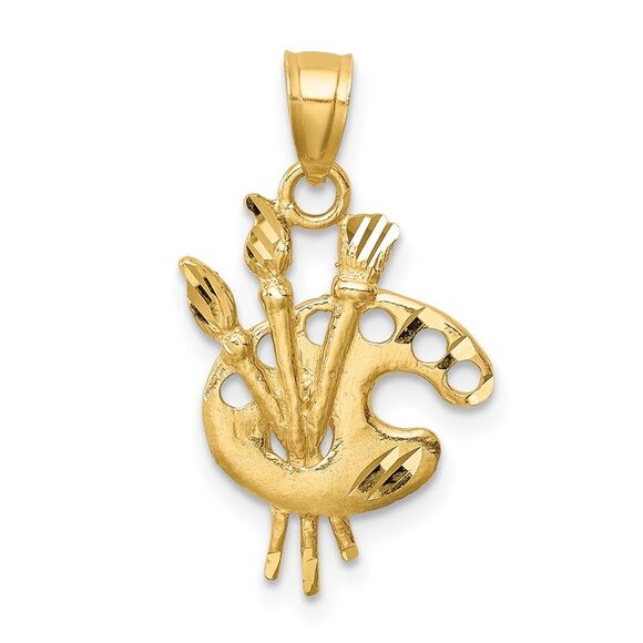 14k Yellow Gold D/C Paint Palette Pendant